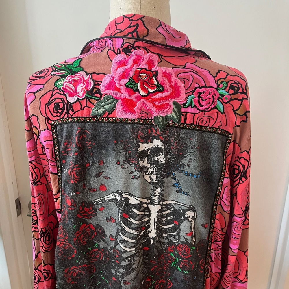 VTG WRANGLER Grateful Dead Bertha Rose Skull Custom  Button Down Size XL - Picture 5 of 11